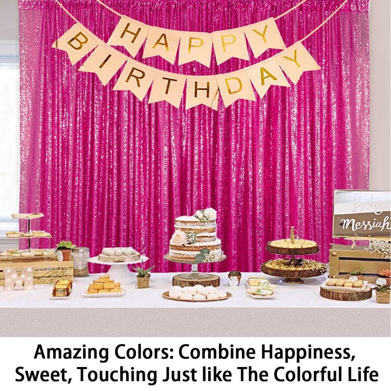 ShinyBeauty 5FTx9FT Hot Pink Sequin Backdrop, Fuchsia Curtain for Wedding & Party Decor, Glitter Photography Background, Elegant Event Decoration - Image 3